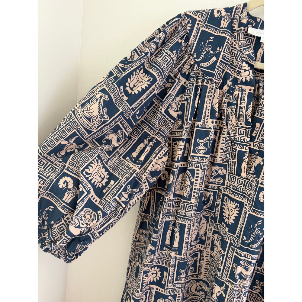 Corey Lynn Calter Zodiac Astrology Cotton Midi Dress Blue Large Boho The Sign - Picture 7 of 8